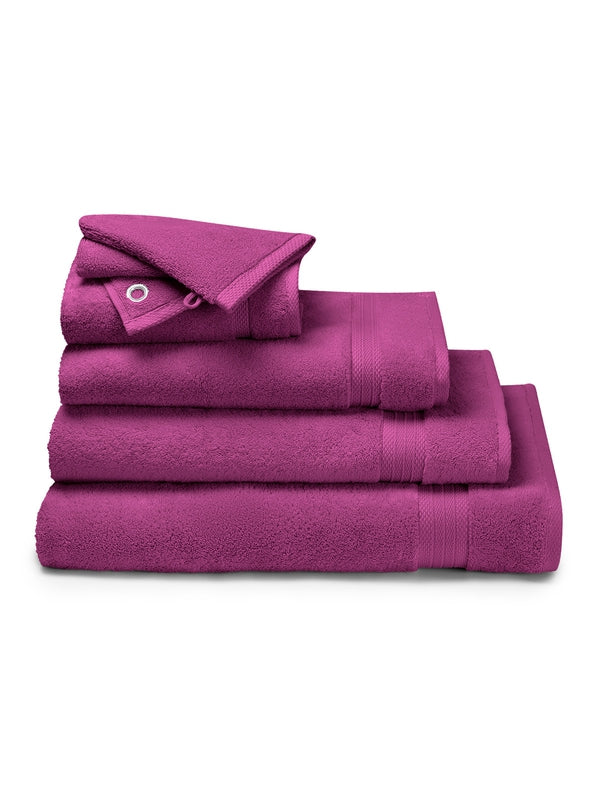 Gant de toilette Elea 16x22 cm en coton 550g/m² coloris raisin avec liteau renforcé