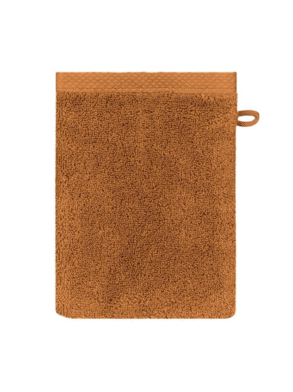 Gant de toilette Elea rouille en coton 16x22 cm avec attache, coloris orange rouille