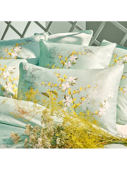 HOUSSE DE COUETTE MIMOSAS D'ETE TURQUOISE