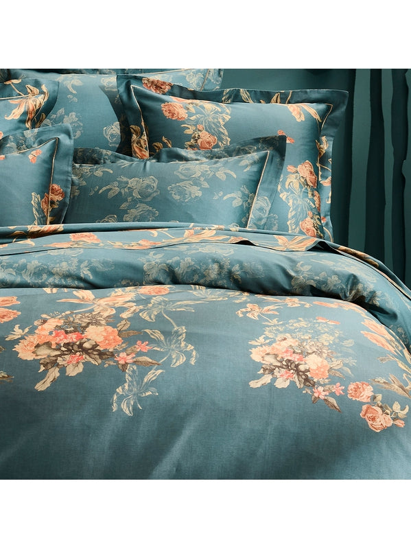 HOUSSE DE COUETTE ROSES D'AUTOMNE VERT ANGLAIS