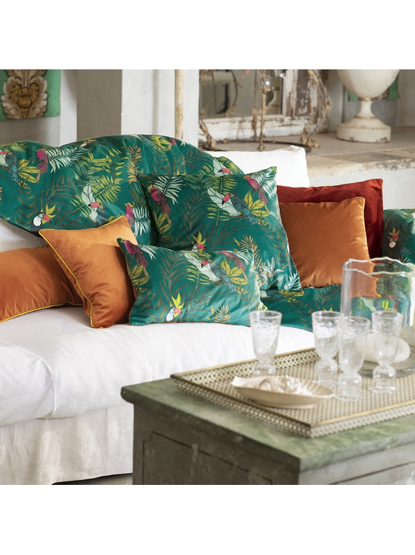 HOUSSE DE COUSSIN PANAMA VELOURS PETROLE