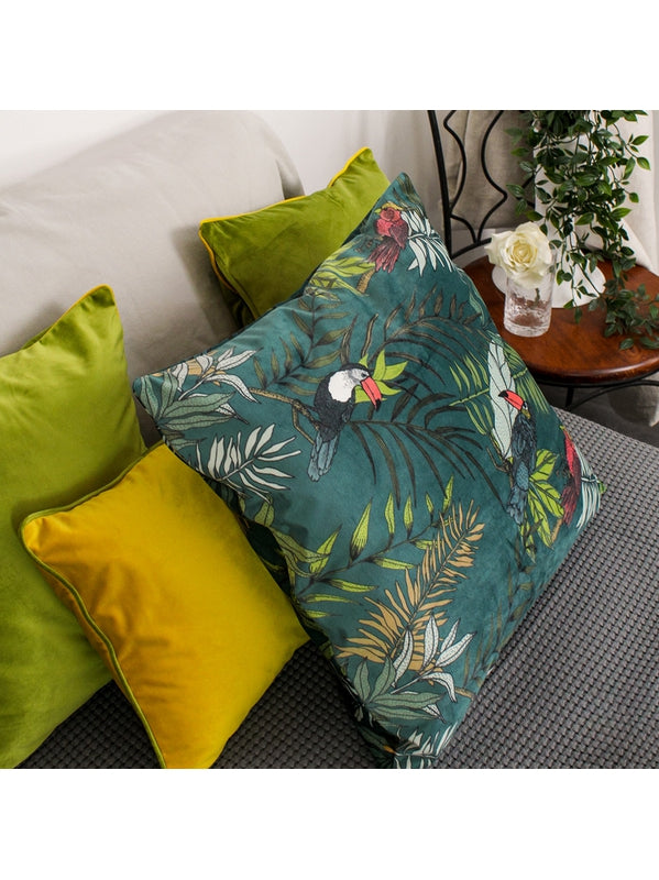 HOUSSE DE COUSSIN PANAMA VELOURS PETROLE