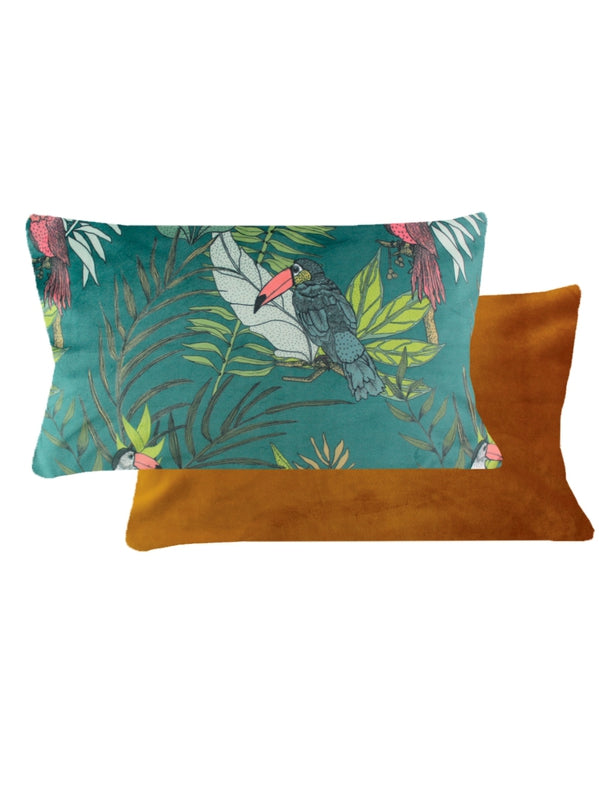 HOUSSE DE COUSSIN PANAMA VELOURS PETROLE