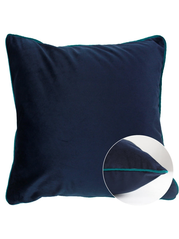 HOUSSE DE COUSSIN VELOURS UNI MARINE-CANARD