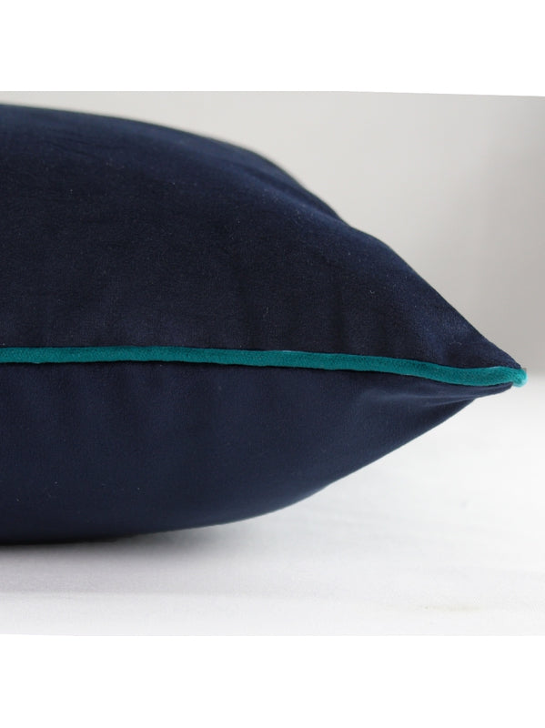 HOUSSE DE COUSSIN VELOURS UNI MARINE-CANARD