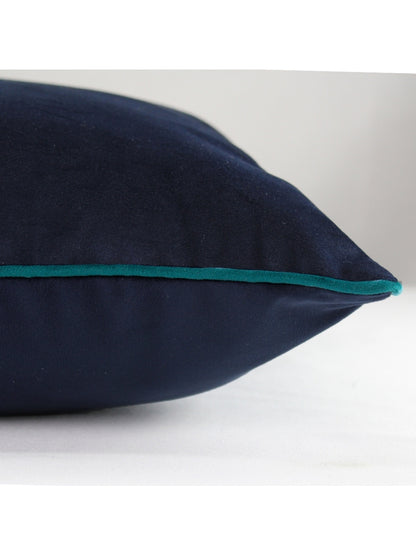 HOUSSE DE COUSSIN VELOURS UNI MARINE-CANARD