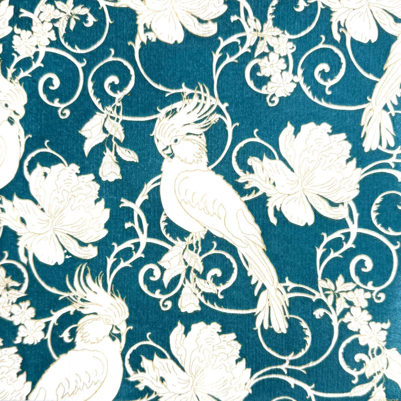 Serviettes papier perruche bleu pétrole 40 x 40 cm - Françoise Paviot