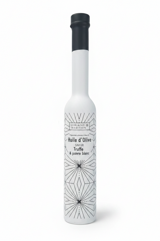 Huile d’olive jus de truffe & poivre blanc - Savor & sens