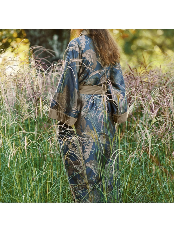 KIMONO LONG RAINFOREST BLEU DORE