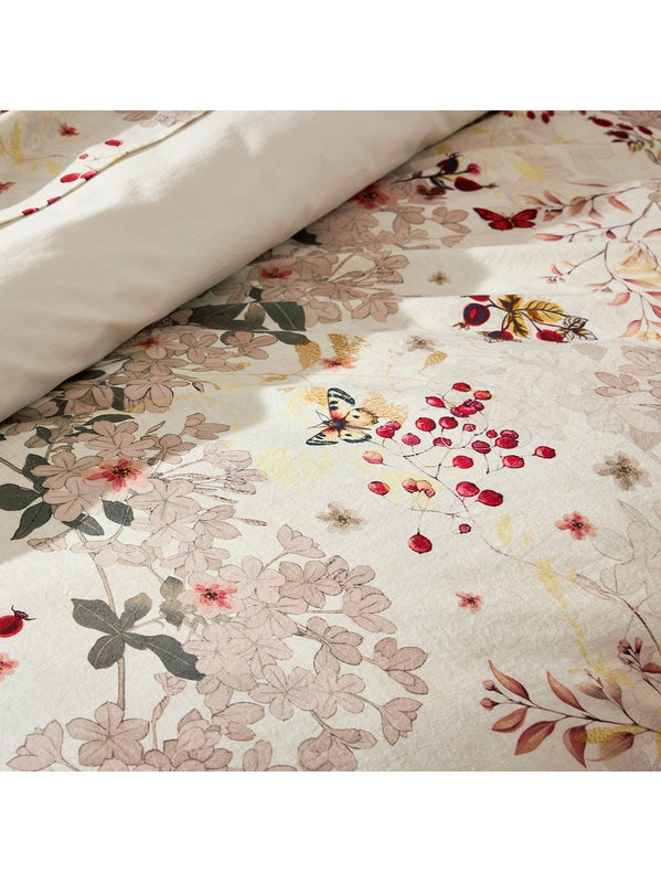 LOT H.COUETTE +TAIES VINTAGE FLOWERS CRANBERRY
