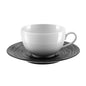 Tasse déjeuner et soucoupe Escale Médard de Noblat en grès noir mat et brillant