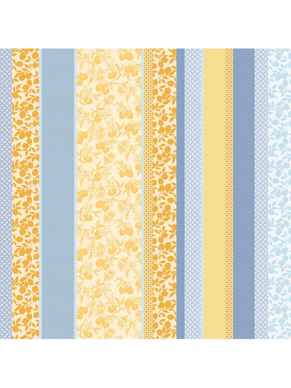 Nappe enduite en coton motif citrons Provence jaune sur table