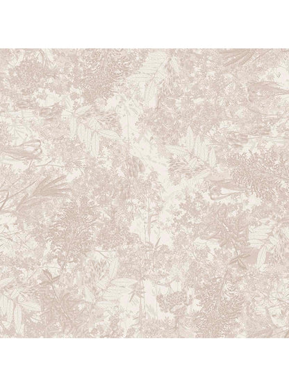 Tissu enduit au mètre beige motif esprit jardins, largeur 180 cm