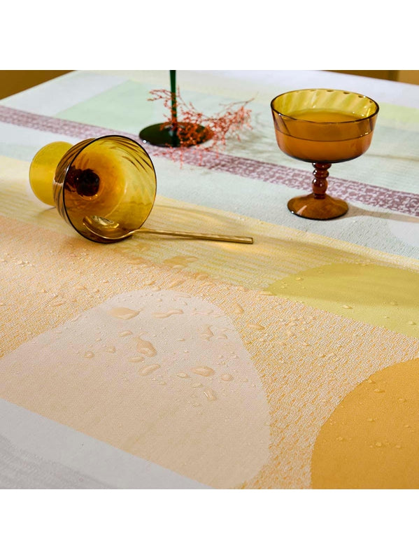 Nappe enduite 150x150 motif Mille Galets terre cuite orange