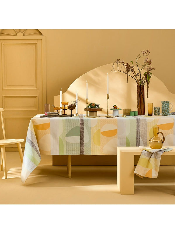 Nappe enduite 150x150 motif Mille Galets terre cuite orange