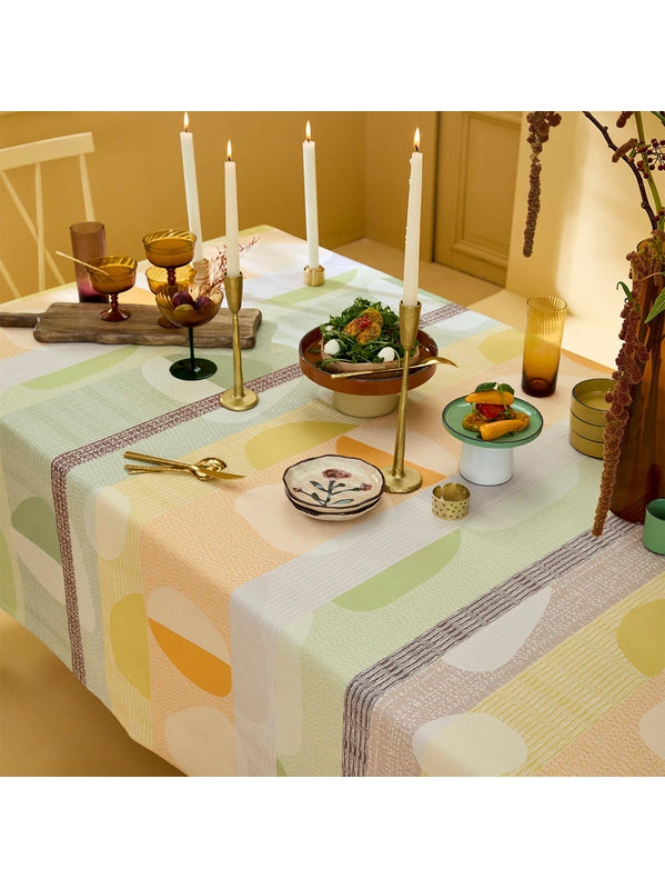 Nappe enduite 150x150 motif Mille Galets terre cuite orange