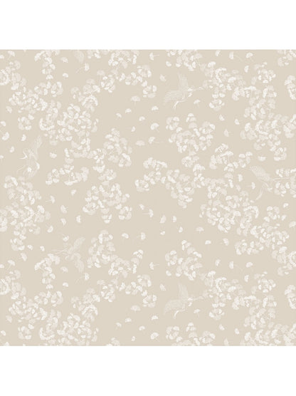 Nappe enduite Mille Ginkos naturel beige en coton, format 175 cm