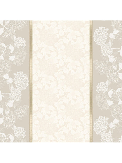 Nappe enduite sur mesure motif Mille Hortensias naturel beige