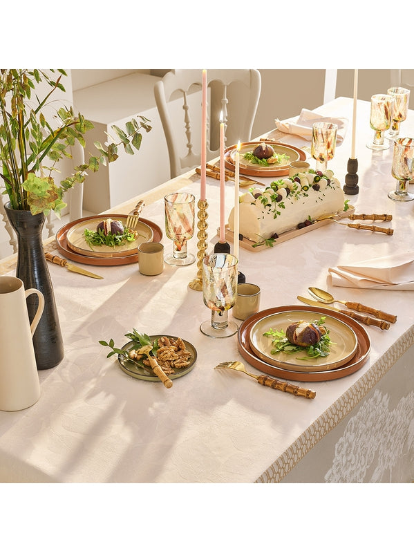 Nappe enduite Mille Hortensias naturel beige 175x175 en coton