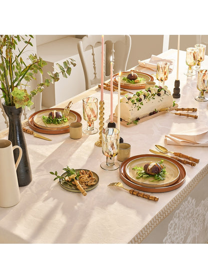 Nappe enduite sur mesure motif Mille Hortensias naturel beige