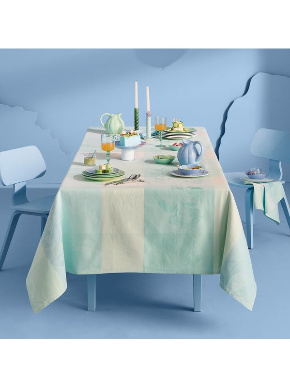 Rouleau de tissu enduit Mille Iris d'Eau aqua bleu 180x2000 cm en coton
