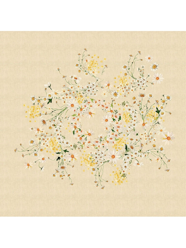 Nappe carrée Daisy chanvre beige 115x115 avec ourlets soignés