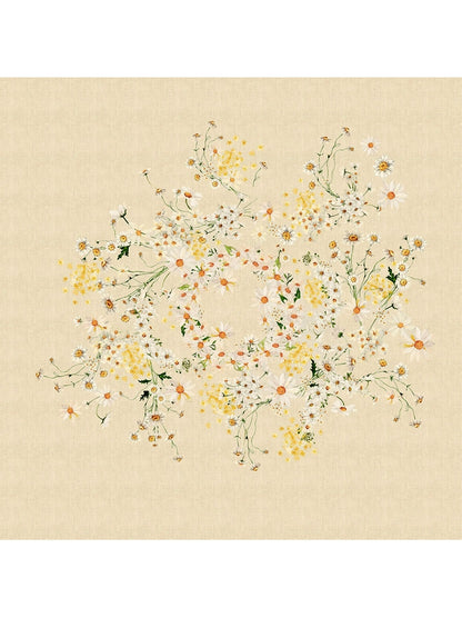 Nappe carrée Daisy chanvre beige 115x115 avec ourlets soignés