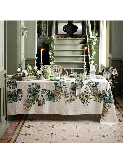 Nappe Giardino naturel 115x115 multicolore en coton et lin