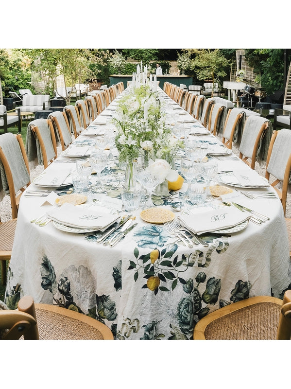 Nappe Giardino naturel 115x115 multicolore en coton et lin