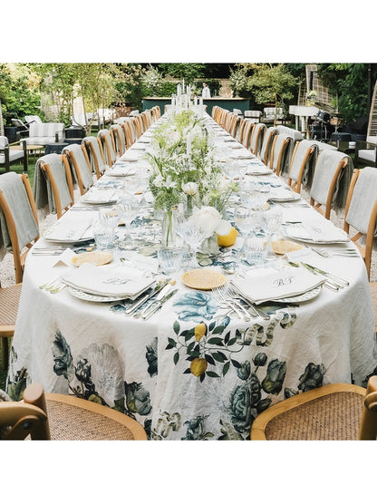 Nappe Giardino naturel 115x115 multicolore en coton et lin