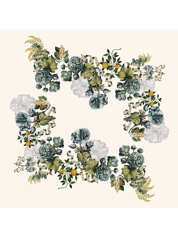 Nappe Giardino naturel 115x115 multicolore en coton et lin