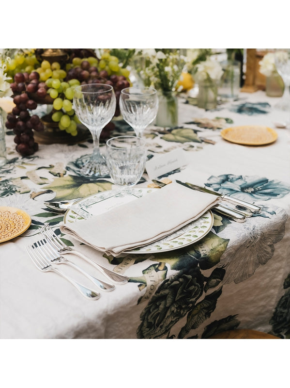 Nappe Giardino naturel 115x115 multicolore en coton et lin