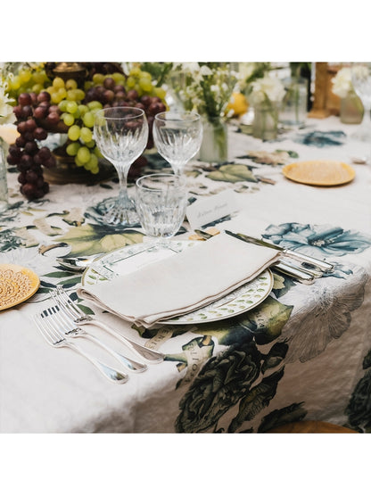 Nappe Giardino naturel 115x115 multicolore en coton et lin