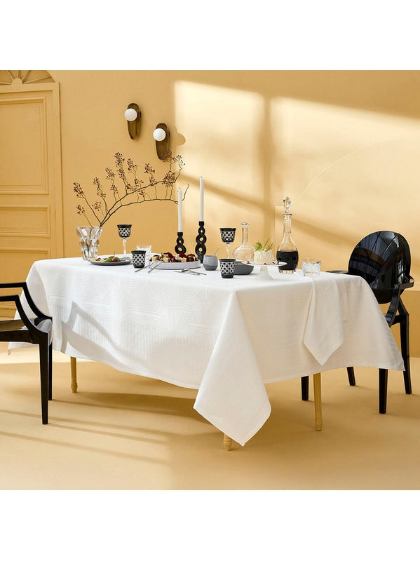 Nappe carrée blanche 155x155 en coton avec finitions coins capuchons