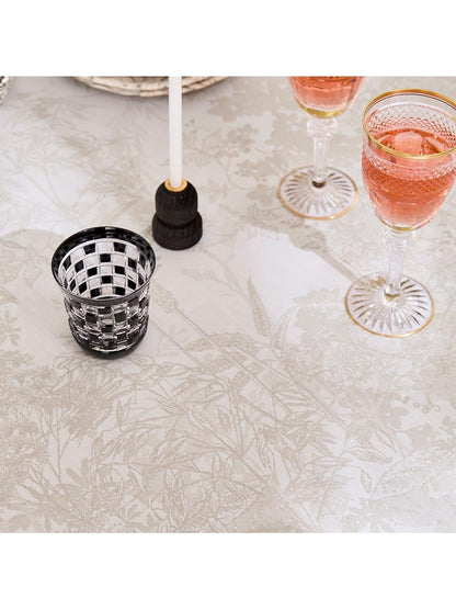 Nappe sur mesure beige esprit jardins en coton, finition ourlets standards
