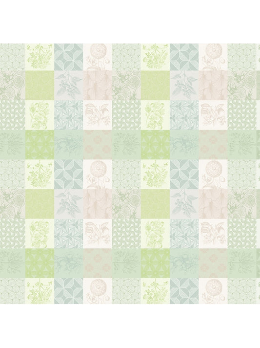 Tissu au mètre vert Mille Parfums Verde en coton, idéal pour nappe sur mesure