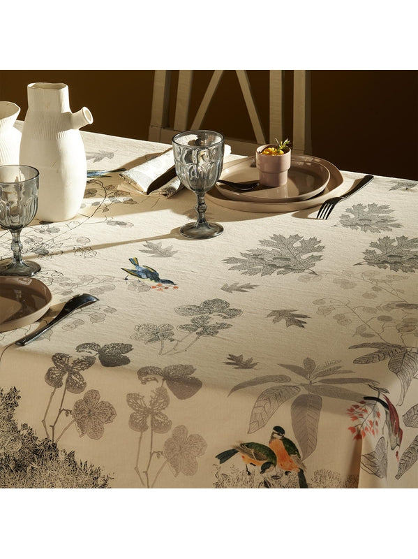 Nappe carrée monochrome fusain noire 115x115 en coton et lin