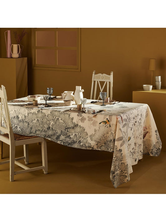 Nappe carrée monochrome fusain noire 115x115 en coton et lin