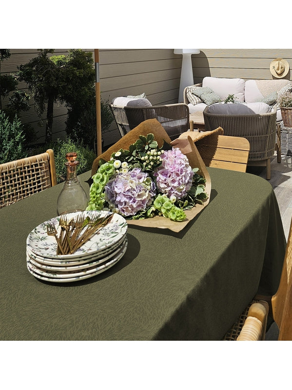Nappe carrée Paradia kaki 175x175 cm en coton, couleur vert kaki