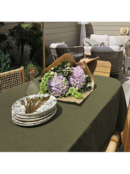 Tissu au mètre Paradia kaki en coton, grande largeur, rendu nappe sur mesure