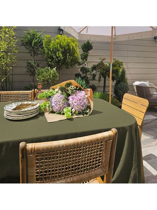 Tissu au mètre Paradia kaki en coton, grande largeur, rendu nappe sur mesure