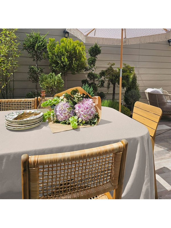 Nappe carrée Paradia Lin 175x175 beige en coton, finition ourlets