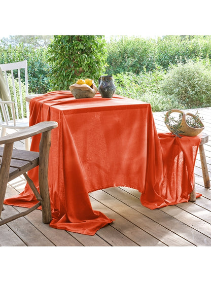Nappe Paradia Sienne orange 175x175 cm en coton avec ourlets soignes