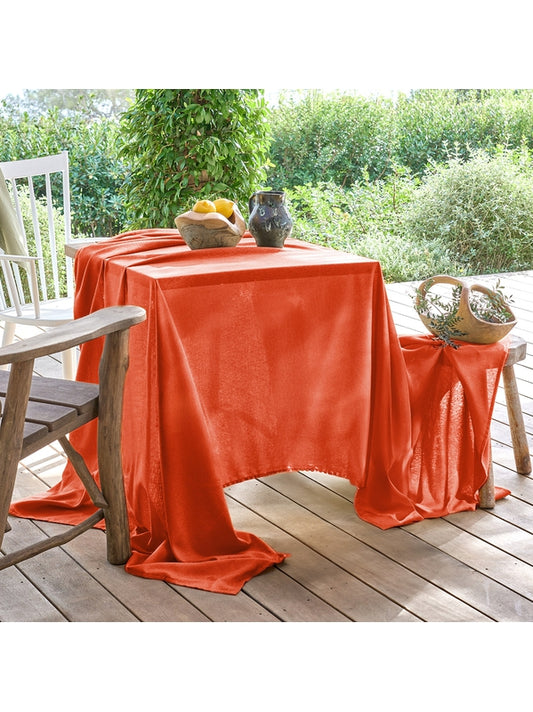 Nappe Paradia Sienne orange 175x175 cm en coton avec ourlets soignes