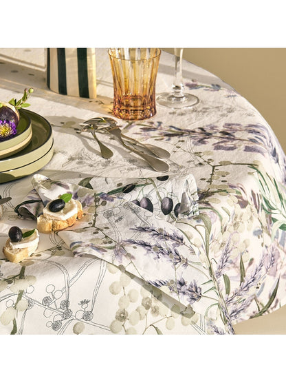 Nappe carrée mauve parfum de lavande 115x115 en coton et lin