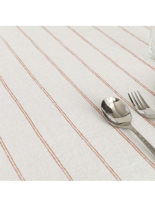 Nappe carrée Rimini terracotta 160x160 en coton lavé, coloris blanc, aspect froissé