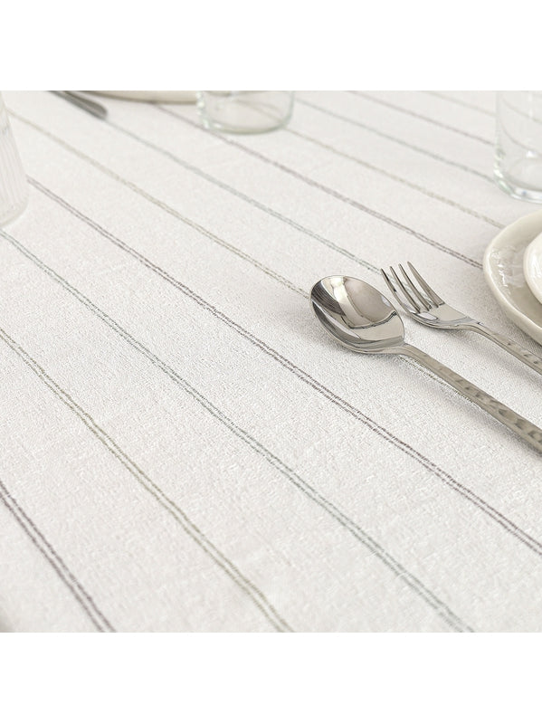 Nappe 160x160 en coton lavé blanc, aspect légèrement froissé esprit lin