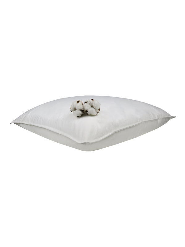 Oreiller ferme blanc 45x70 en percale de coton, finition double piquage
