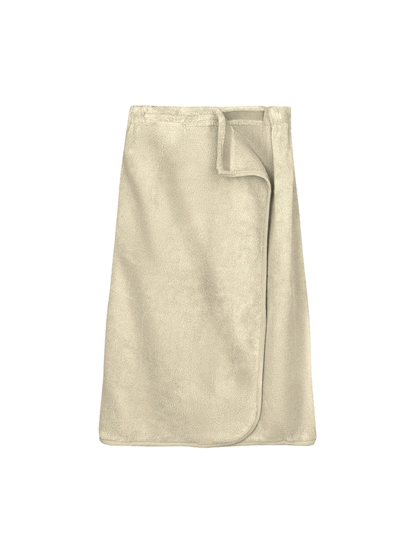 Paréo Elea Angora en coton beige clair, fermeture velcro, tissu moelleux et absorbant