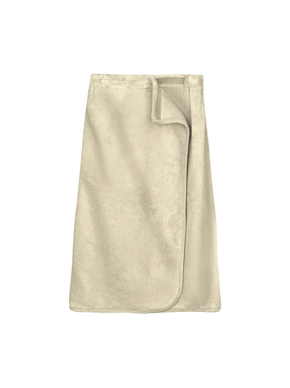 Paréo Elea Angora en coton beige clair, fermeture velcro, tissu moelleux et absorbant